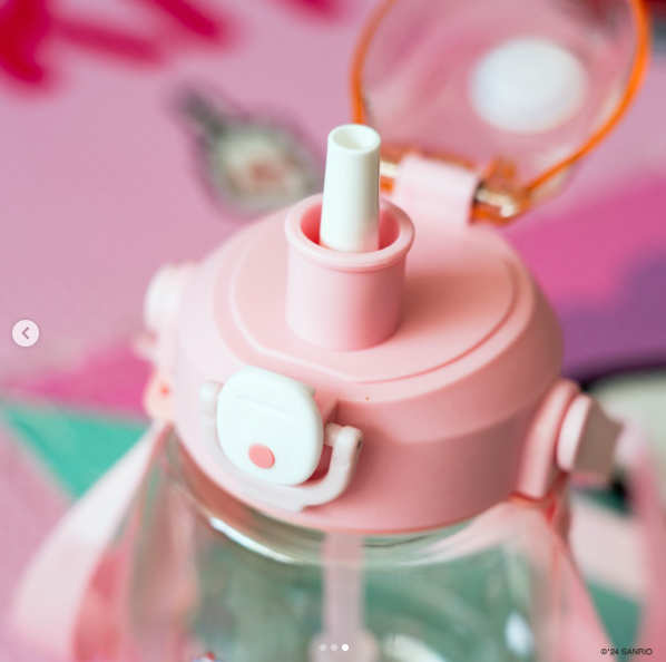 Botella Hello Kitty con Asa y Pajilla Reutilizable